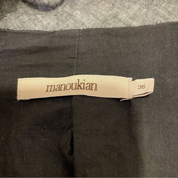 MANOUKIAN Heather Grey 3/4 sleeve cropped linen blazer size 36 - Picture 4 of 4